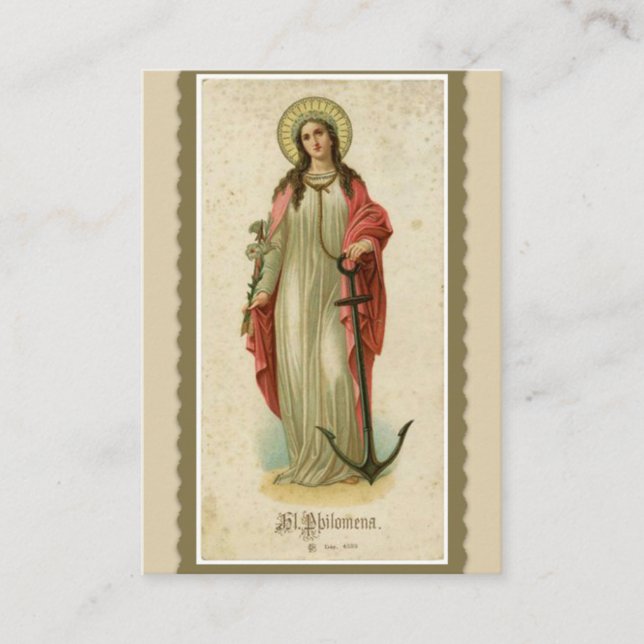 St. Philomena Wonderworker y tarjeta santa del (Anverso)