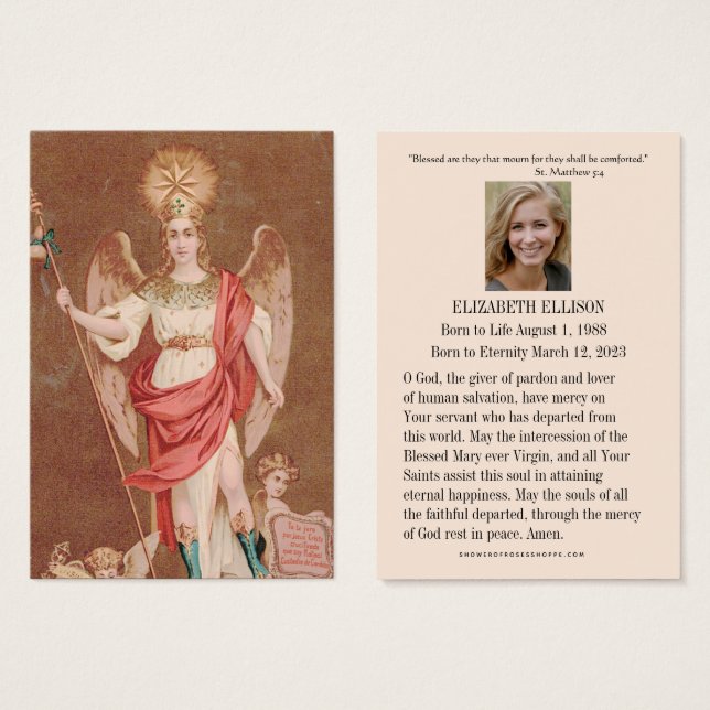 St. Raphael Archangel Prayer Funeral Holy Card (Anverso y reverso)