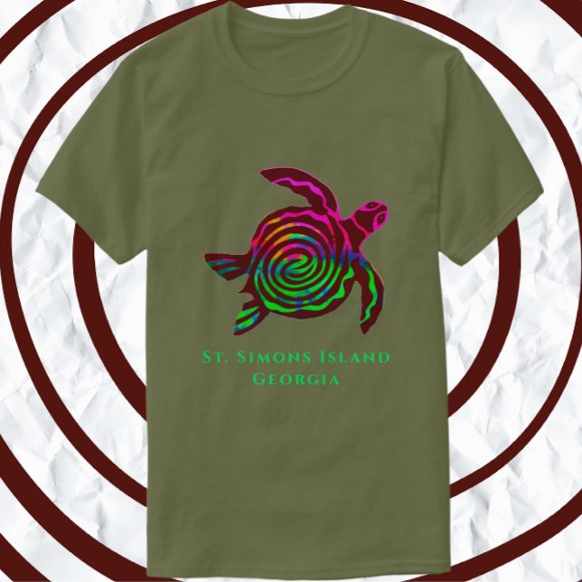 St. Simons Island GA Colorida camiseta de tortuga  (Subido por el creador)