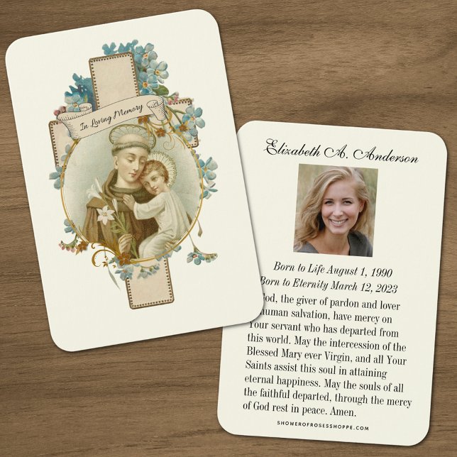 ST. Tarjeta de oración de funerales católicos ANTH (Traditional Catholic Funeral Memorial Prayer Card)