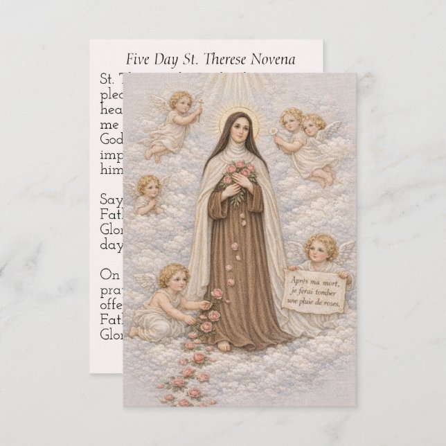 St. Therese 5 Day Novena Prayer Catholic (Anverso / Reverso)
