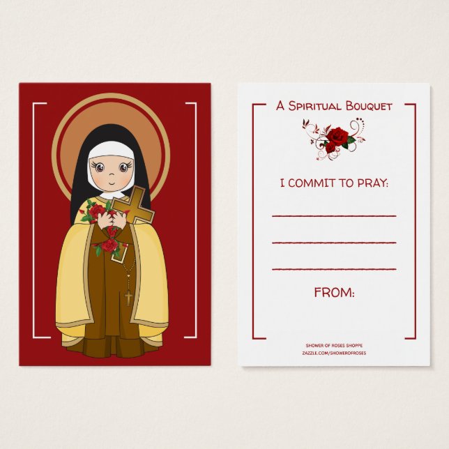 St. Therese Jesús Rosas Espirituales de la Oración (Anverso y reverso)