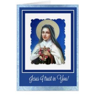 St. Therese la flor pequeña con crucifijo y rosas