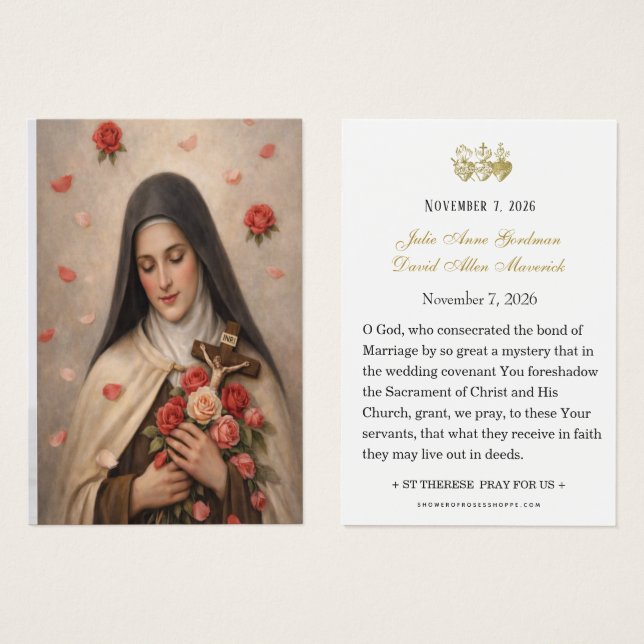 St Therese of Lisieux Wedding Prayer Card  (Anverso y reverso)