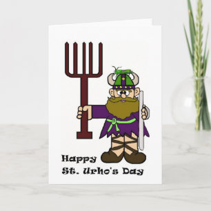 St. Urho con Grasshopper en su tarjeta Gorra