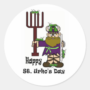 St. Urho con las porciones de pegatinas de los