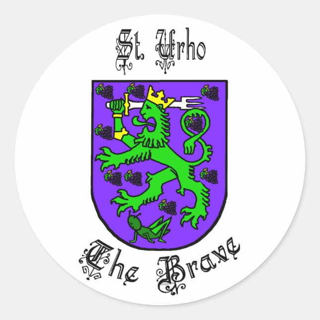 St. Urho El valiente escudo de Pegatinas de armas (Anverso)