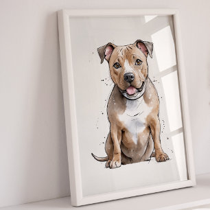 Staffordshire Bull Terrier   Impresión de arte de