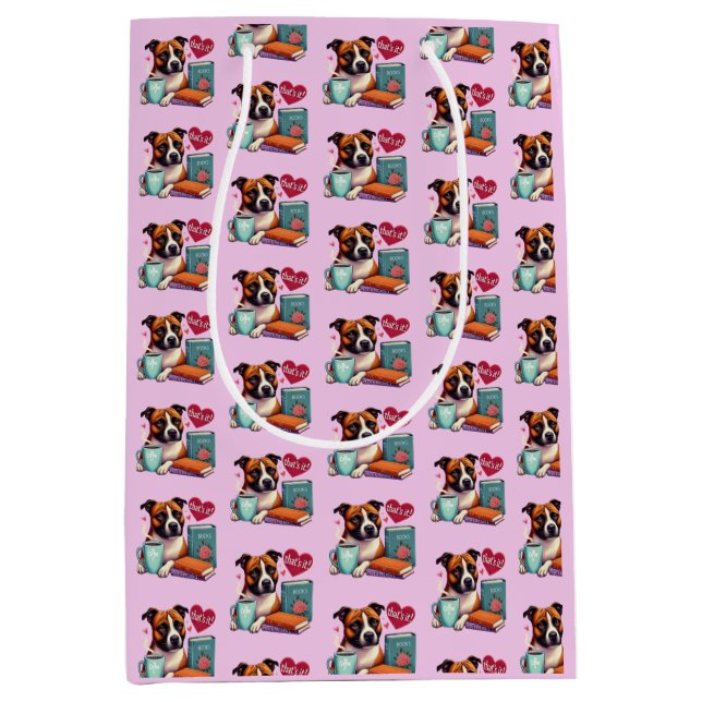 Staffy Books Bolsa de regalo de café en peony (Anverso)