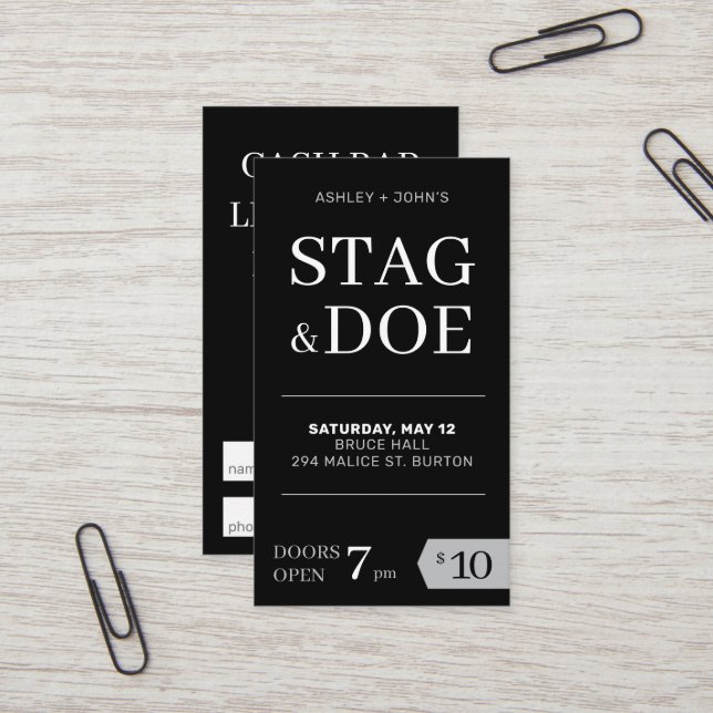 Stag and Doe Tickets fiesta clásico moderno (Anverso/Reverso In Situ)
