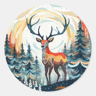 Stag in the Snow Pegatina