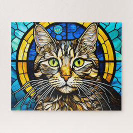 Stained Glass Cute Cat Jigsaw Puzzle