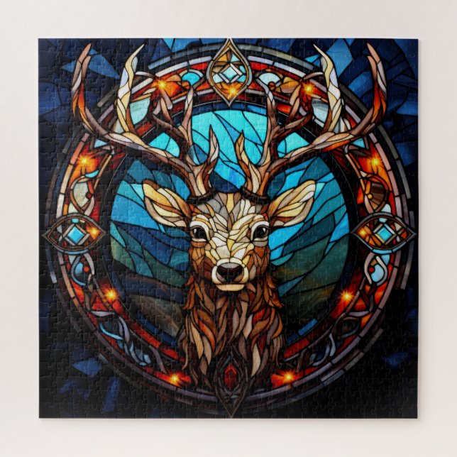 Stained Glass Deer Puzzle (Vertical)