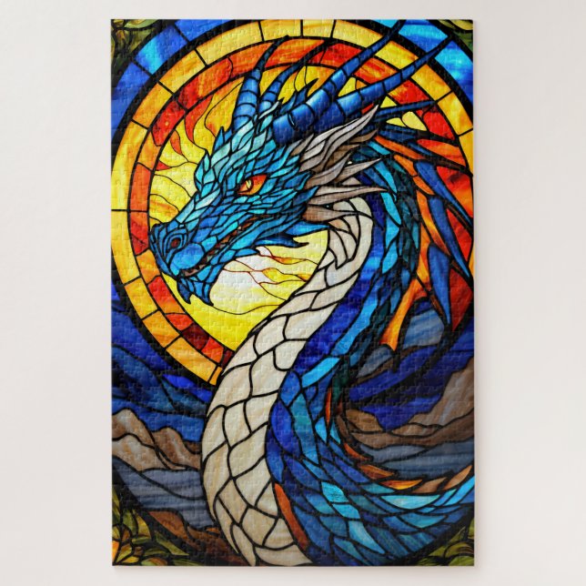 Stained Glass Dragon Jigsaw Puzzle (Vertical)