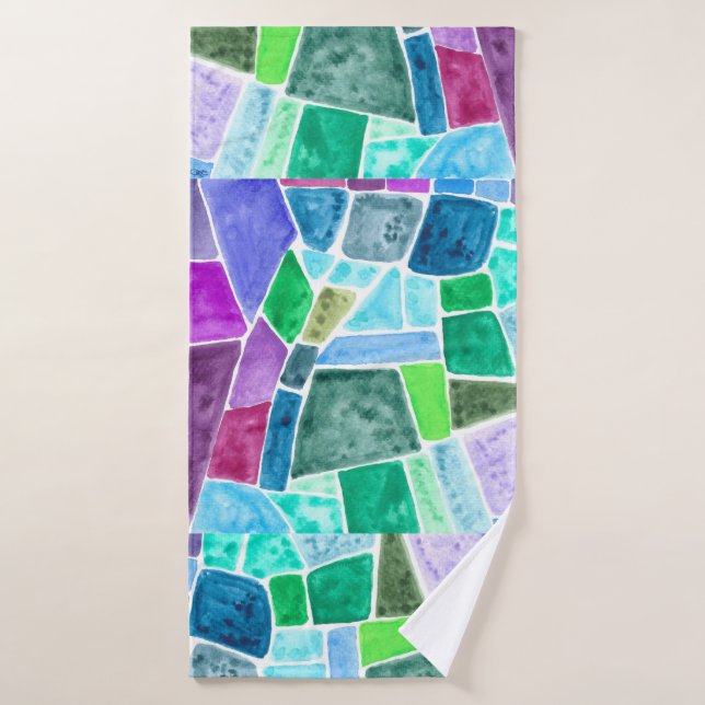 Stained Glass Mosaic Tile Art Bath Towel (Toalla de baño)