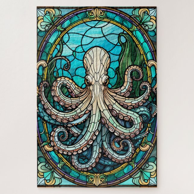 Stained Glass Octopus Jigsaw Puzzle (Vertical)
