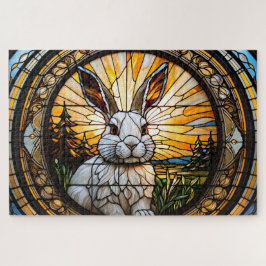 Stained-glass rabbit jigsaw puzzle