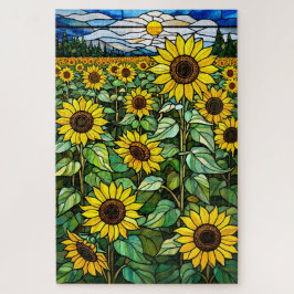 Stained Glass Sunflower Jigsaw Puzzle