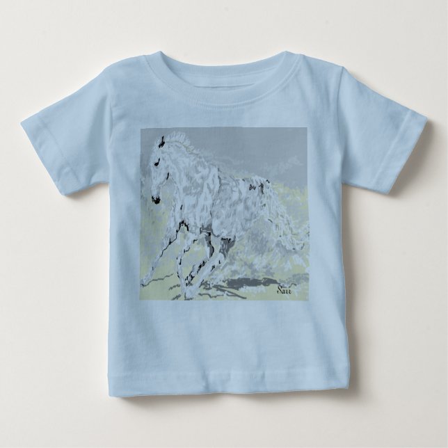 Stallion blanco de camiseta del bebé (Anverso)