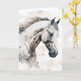 Stallion blanco | Diseño de acuarela | Tarjeta de