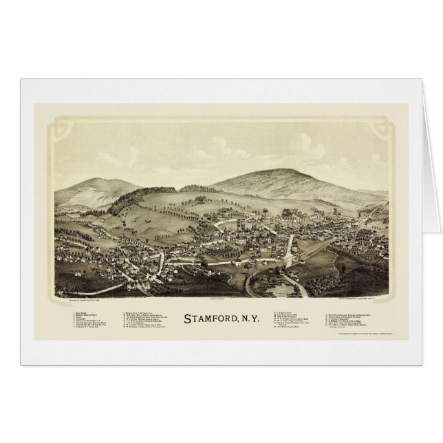 Stamford, mapa panorámico de NY - 1890 (Anverso (Horizontal))