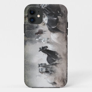 Stampeding Mustang Horses & Teepee iPhone 5 Funda