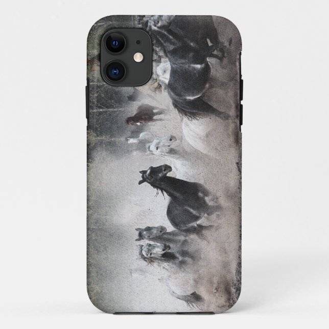 Stampeding Mustang Horses & Teepee iPhone 5 Funda (Reverso)