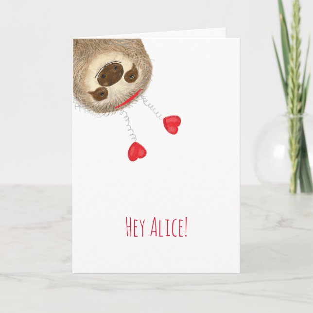 Stanley sloth personificó la tarjeta de San Valent (Anverso)