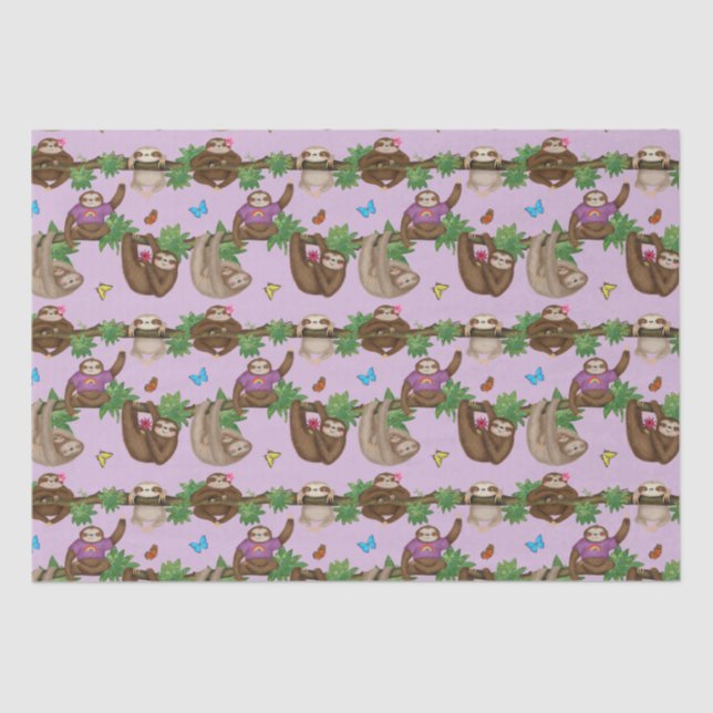 Stanley Sloth y amigos papel de tejido púrpura (Anverso)