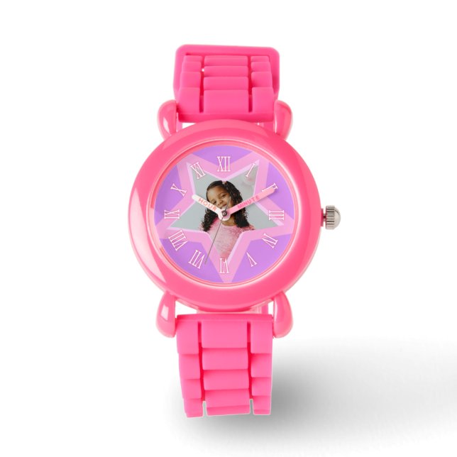 Star agrega tu propio reloj de pulsera rosada foto (Anverso)