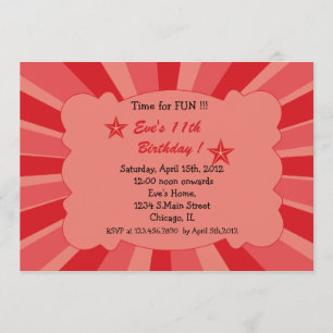 Star Burst - Invitación al cumpleaños rojo