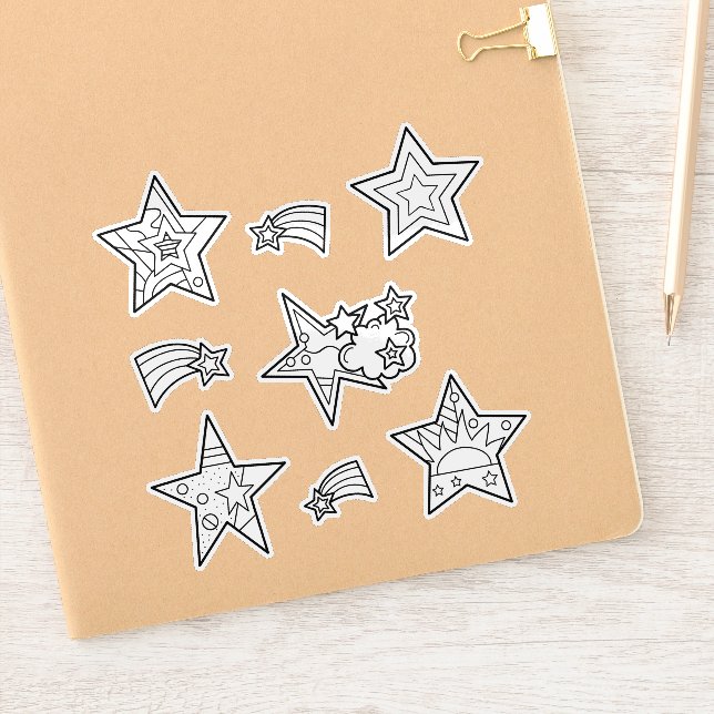 Star Doodles | Calcomanías de vinilo cortadas pers (Cuaderno)