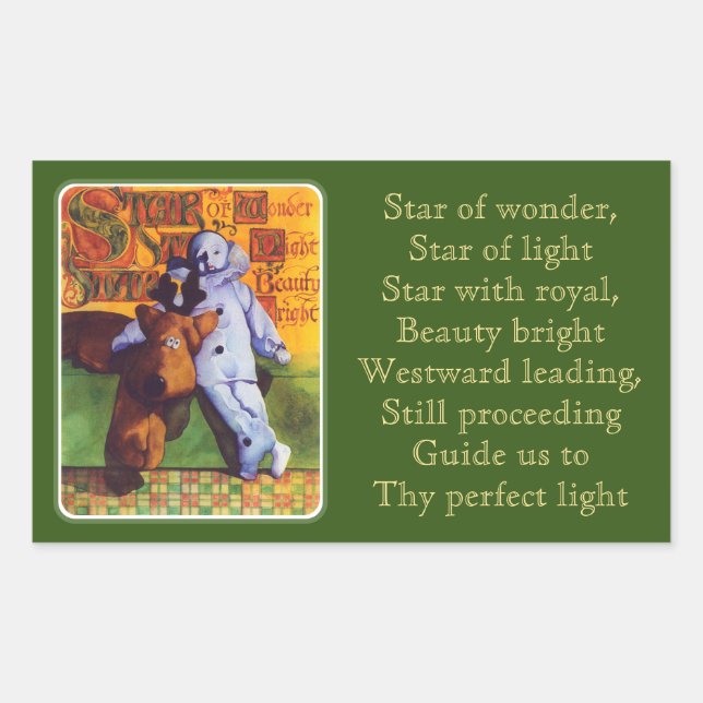 STAR OF WONDER Green Rectangle Pegatinas (Anverso)