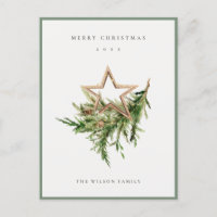 Star Ornament Pine Branch Fauna Feliz Navidad