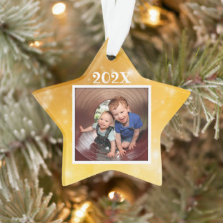 Star Photo Kids Keepsake Ornamento navideño fechad