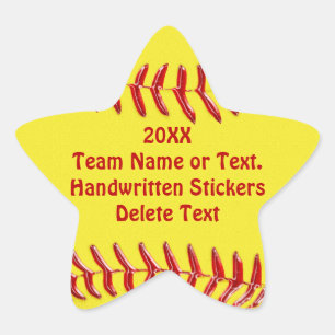 Star Shaped Softball Pegatina tu texto o en blanco