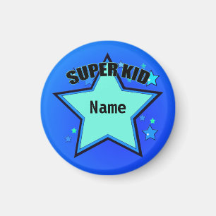 Star Super Kid Name Personalizado Pequeño Imán Azu