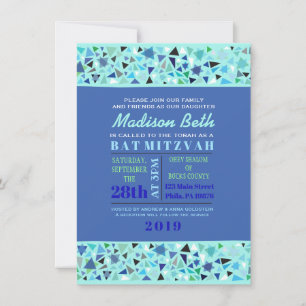 STAR WALL Bar Bat Mitzvah Invitación Aqua