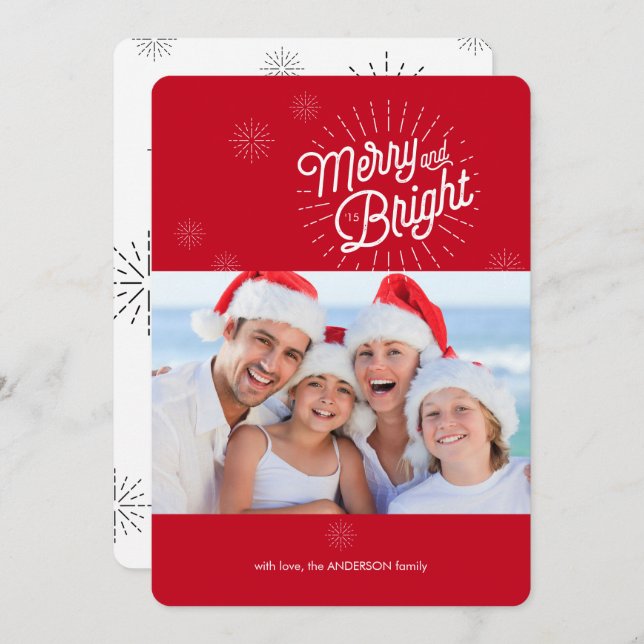 Starburst 1 Tarjeta de vacaciones roja fotográfica (Anverso / Reverso)