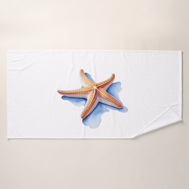 Starfish and Blue Silhouette (Toalla de baño)
