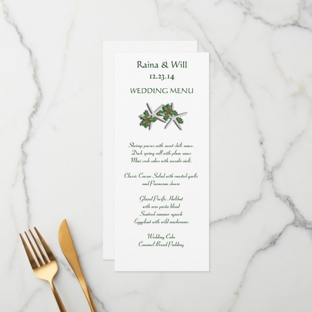 Starfish and Holly Tall, menú Boda Navidades (Anverso/Reverso In Situ)