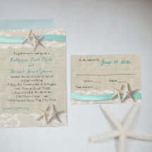 Starfish and Ribbon Beach Aqua RSVP