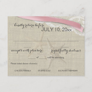Starfish and Ribbon Beach Pink RSVP