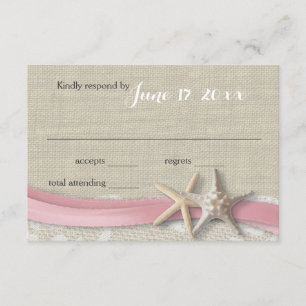 Starfish and Ribbon Beach Pink RSVP