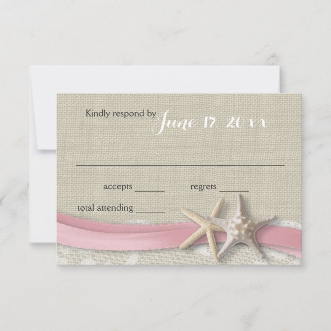 Starfish and Ribbon Beach Pink RSVP (Anverso)