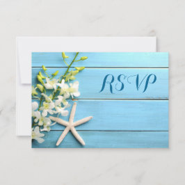 Starfish Beach Wedding Tarjetas RSVP con orquídeas