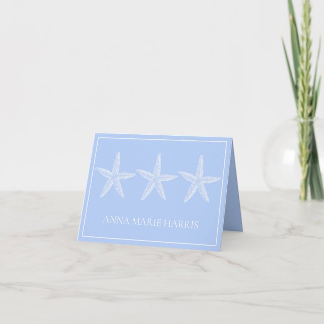 Starfish blanco y azul costero personalizado (Anverso)