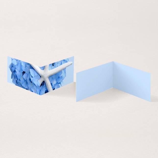 Starfish Blue Hydrangea Pequeñas Tarjetas Blancas (Interior y exterior)