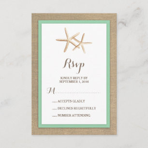 Starfish Burlap Beach Tropical Wedding RSVP