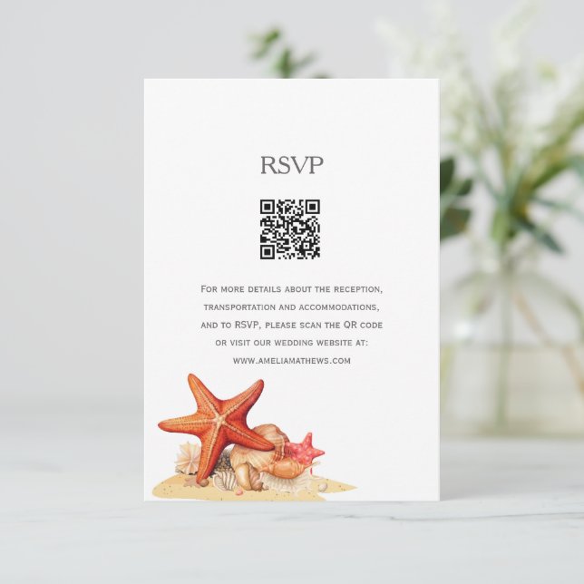 Starfish cáscaras de playa boda náutica Tarjeta RS (Anverso de pie)